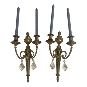 Pair 19th Century Gilt Bronze Neoclassical Sconces