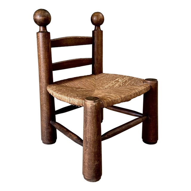 French Provincial Brutalist Low Stool by Charles Dudouyt, 1940s For Sale