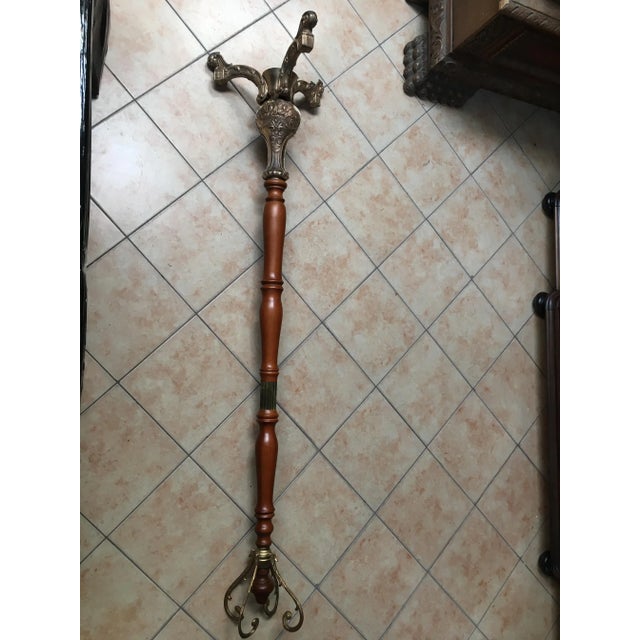 Brass & Wood Coat Stand, 1950s For Sale - Image 15 of 18