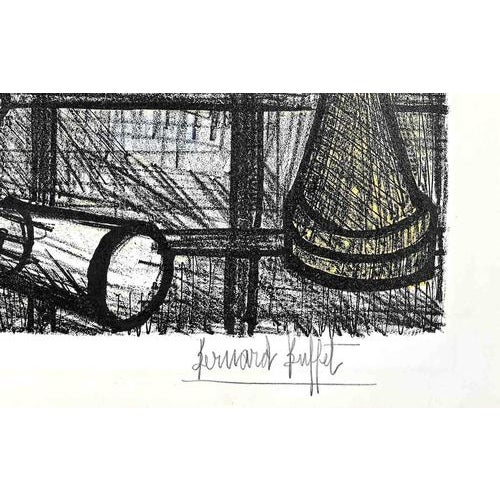 Lamp is an original artwork realized by Bernard Buffet in 1954. Color lithograph on wove paper. Hand Signed "Bernard...
