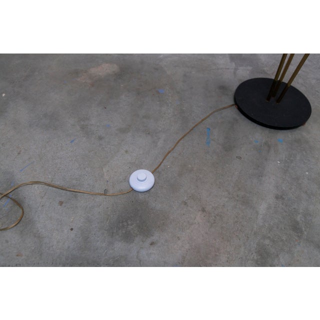 Metal 3-Arm Floor Lamp in Gilded Brass, Cast Iron and Opalines, 1960s For Sale - Image 7 of 18