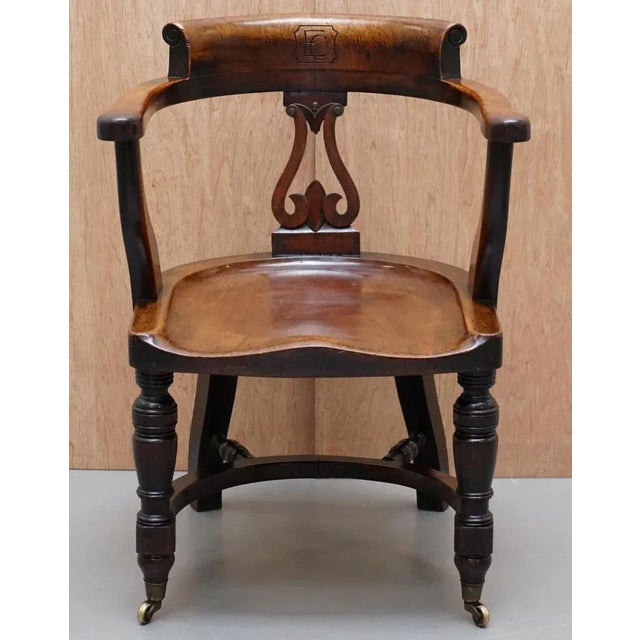 Eton College Victorian Walnut Captains Chairs, Set of 6 For Sale - Image 3 of 18