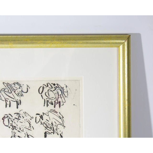 Abstract 1973 Abstract Intaglio Print of Sheep by Jennifer Wildman For Sale - Image 3 of 10