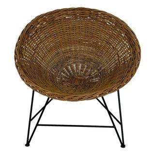 Vintage Chair in Cone Wicker, 1960s For Sale