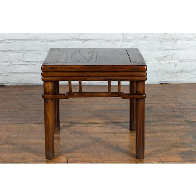 Early 20th Century Early 20th Century Chinese Ming Style Brown Pillar Strut Motif Drink Table For Sale - Image 5 of 13