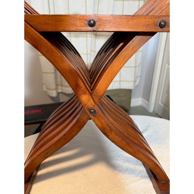 Renaissance Italian Renaissance Savonarola Dante Master Chair Hand Carved Vintage Folding For Sale - Image 3 of 13