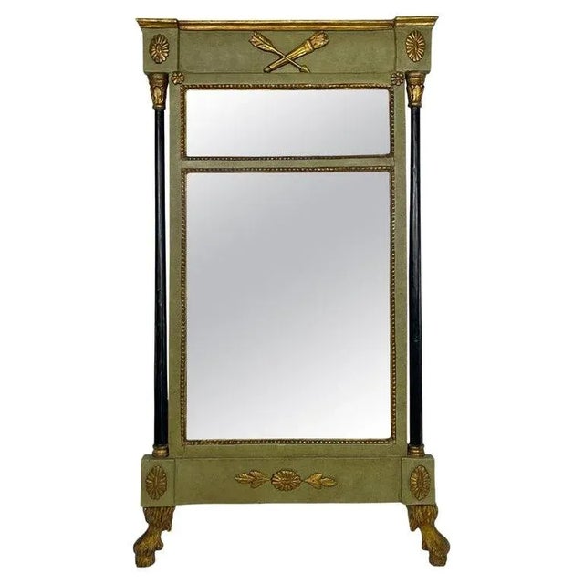 Late 19th Century Neoclassical Green Painted Continental Eglomise Mirror For Sale - Image 9 of 9