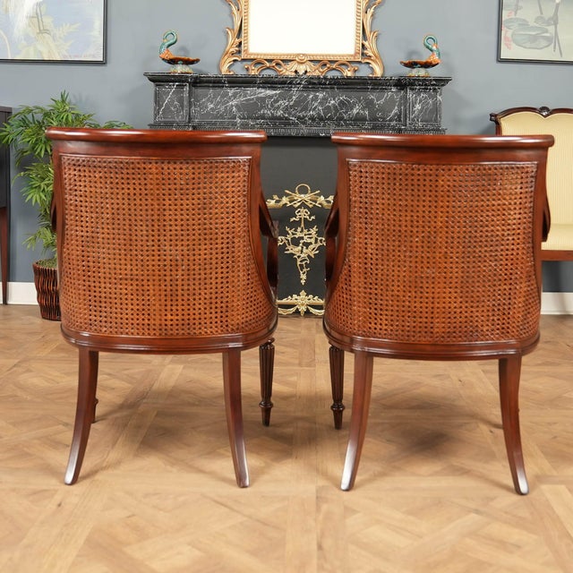 1990s Pair Theodore Alexander Barrel Back Chairs For Sale - Image 10 of 14
