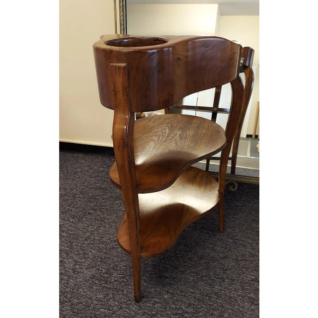 Biedermeier Fruiteood Three Tier Pear Shaped Stand With Marble and Brass Gallery For Sale - Image 10 of 11