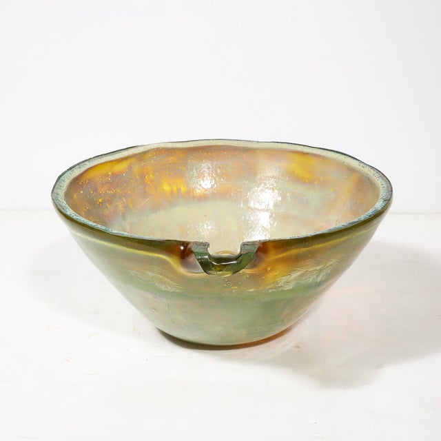 Glass Mid-Century Hand-Blown Opalene Murano Glass Centerpiece Bowl W/ Spout by Barbini For Sale - Image 7 of 18