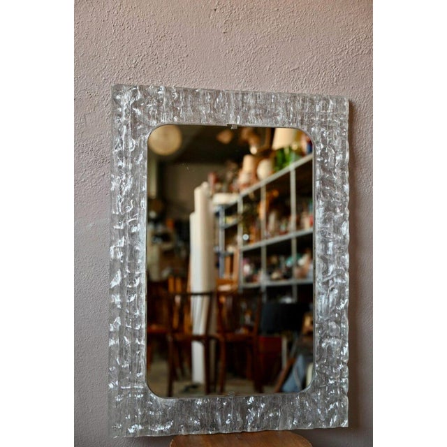 Large Vintage Mirror in Textured Acrylic, 1970s For Sale - Image 9 of 18