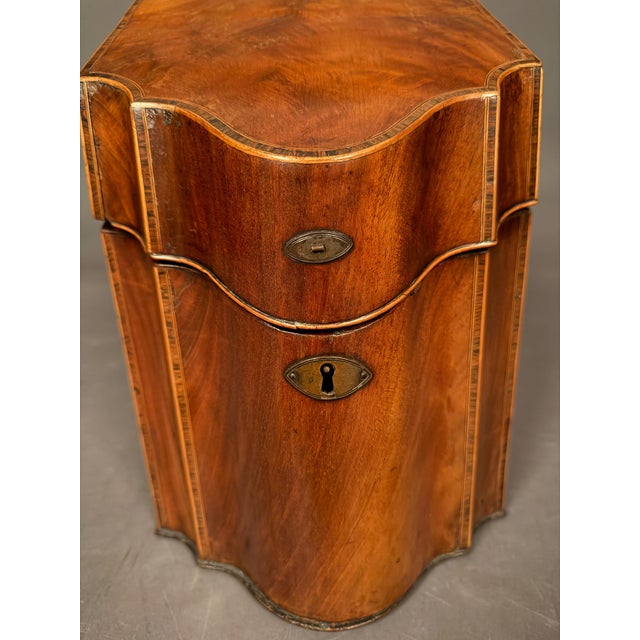 18th Century English Mahogany Knife or Cutlery Box With Satinwood, Rosewood & Silver Inlay, Circa 1780 For Sale - Image 12 of 15