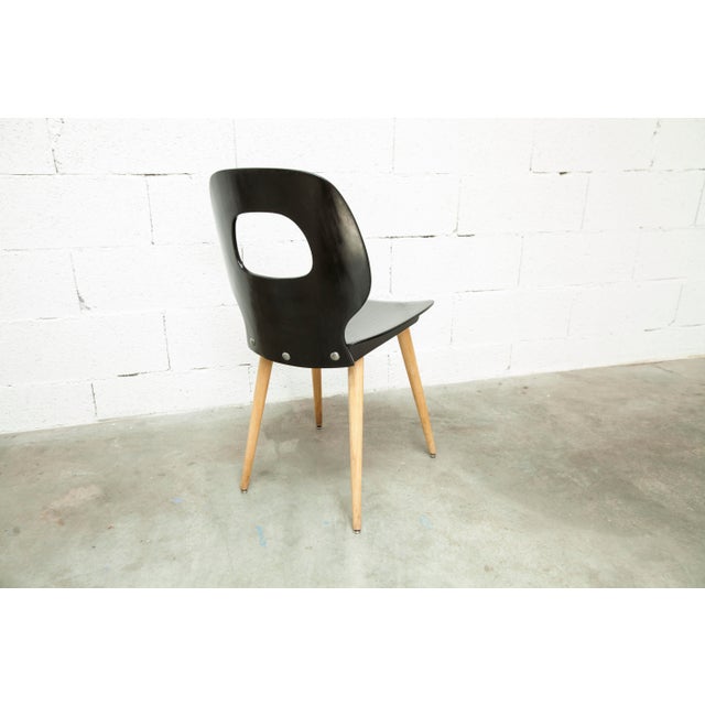 Eye Chair in Black Molded Plywood and Wood from Baumann, 1960s For Sale - Image 6 of 12