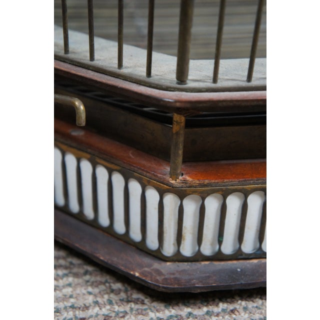 Mid 19th Century Monumental Antique Victorian Brass Octagonal Hanging Dome Top Bird Cage For Sale - Image 11 of 12