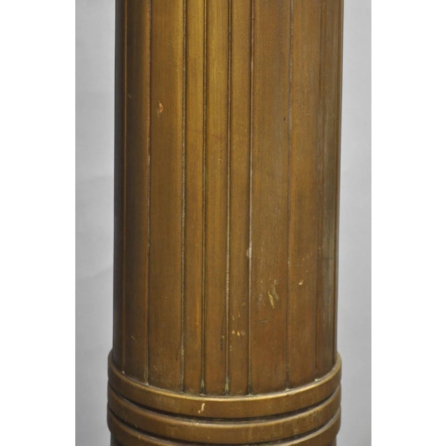 Antique Art Deco 75" Tall Wooden Pedestal Column Geometric Chevron Carved - Pair For Sale - Image 11 of 18