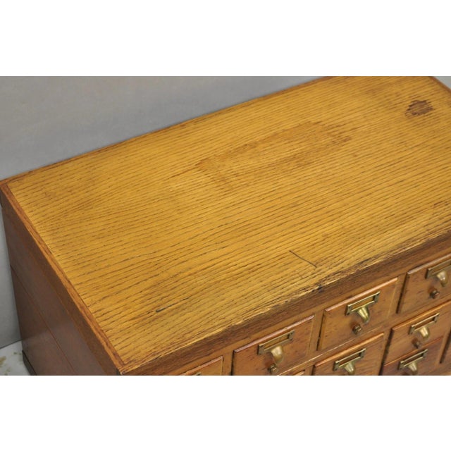 Antique Arts & Crafts Library 15 Drawer Mission Oak Stacking Card File Cabinet For Sale - Image 9 of 18