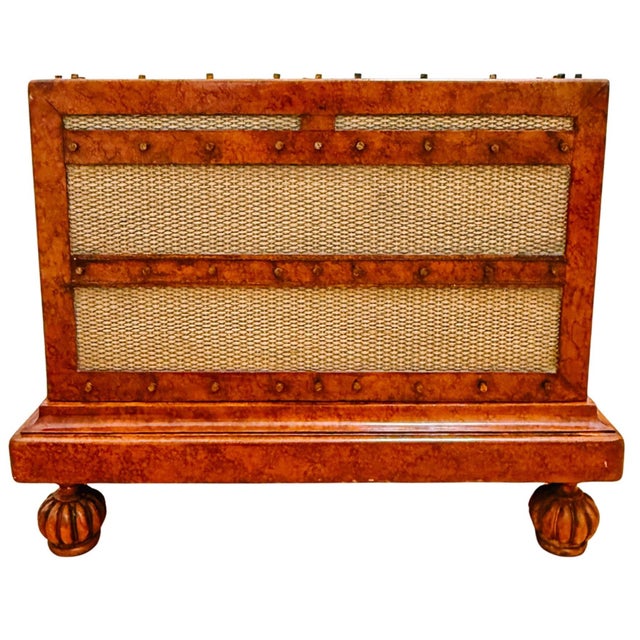 Maitland-Smith British Colonial Style Woven Rattan & Leather Coffee Table Chest For Sale - Image 11 of 14