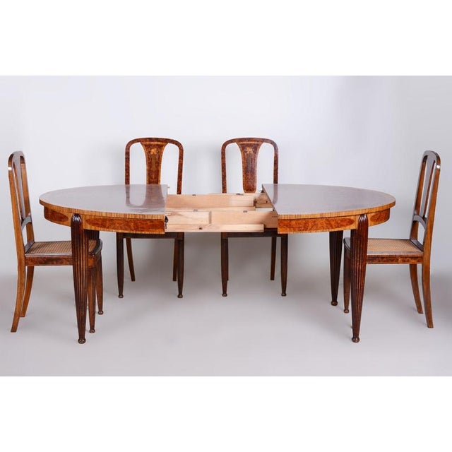 Art Deco Mahogany and Walnut Dining Table and Chairs attributed to Paul Follot, France, 1920s, Set of 7 For Sale - Image 10 of 18