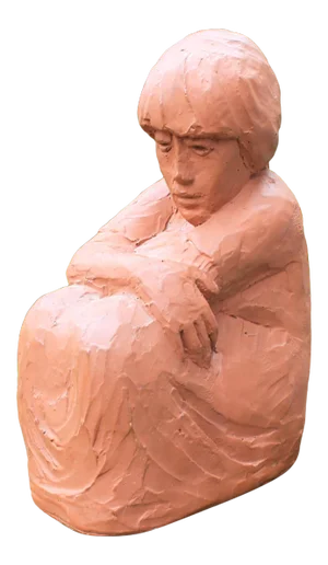 Vintage Clay Girl Sculpture