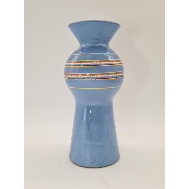 Blue Mid-Century Modern Decorative Ceramic Vase, 1960s For Sale - Image 8 of 12