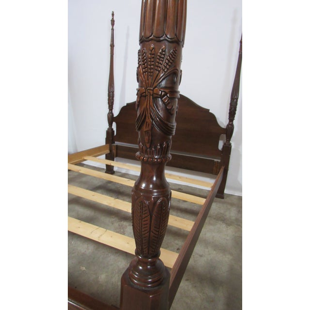 Queen Size Poster Bed Carved James Sterling Cherry For Sale - Image 6 of 6