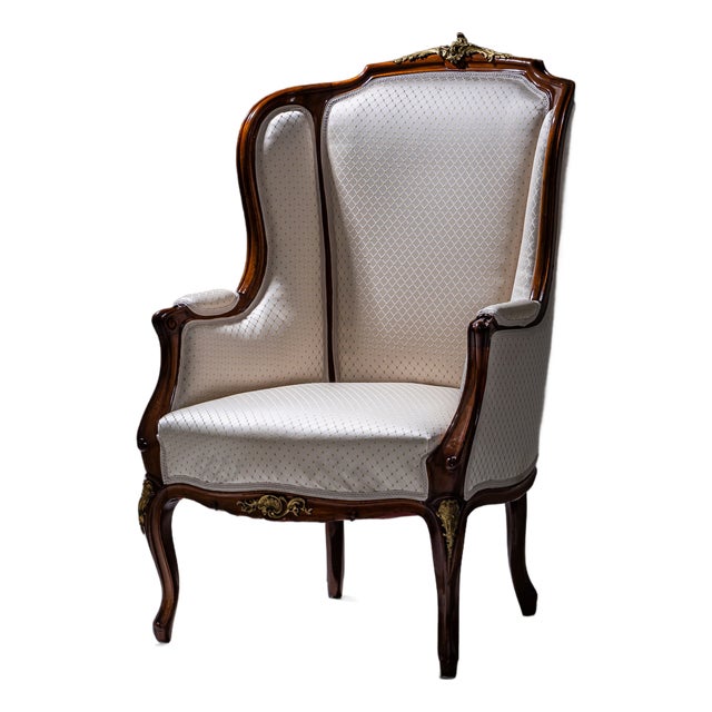 Antique Louis XV Style Wingback Chair, 1880 For Sale