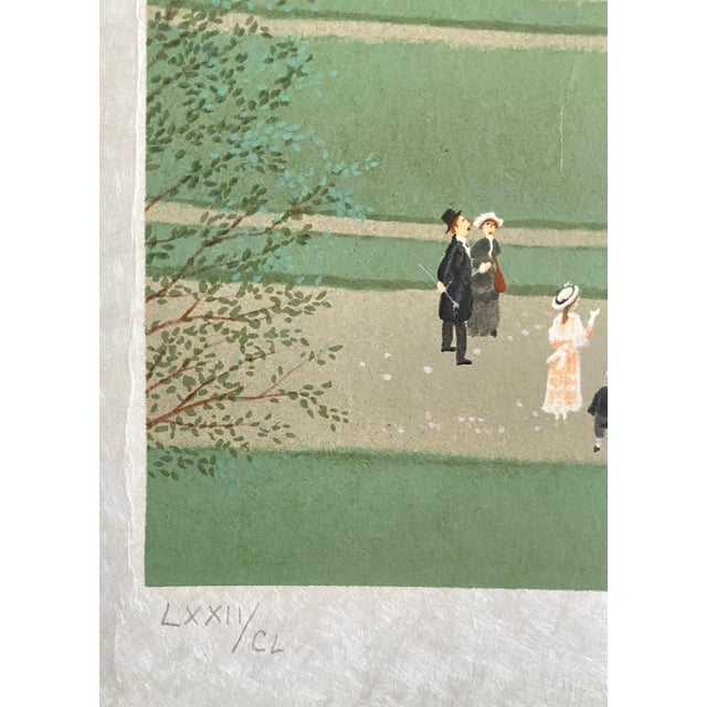 Michel Delacroix, Hand signed Folk Art Naive lithograph on Japon Paper Paris French Country Scene For Sale - Image 10 of 11