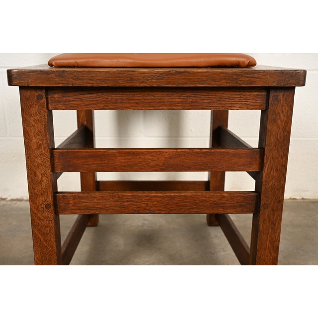 Brown Limbert Antique Mission Oak Arts & Crafts Side Chair or Dining Chair, Circa 1910 For Sale - Image 8 of 12