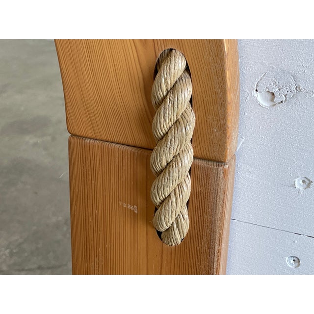 Mid-Century Modern Scandinavian Oval Pine Wall Mirror with Rope Details, 1970s For Sale - Image 3 of 7