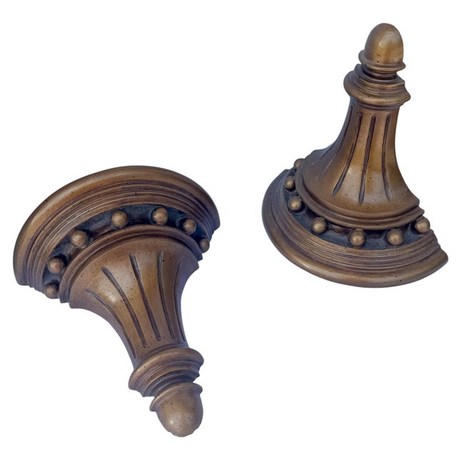 Late 20th-C. Federal Style Gilt Composition Wall Brackets for Plates - Pair For Sale - Image 4 of 6