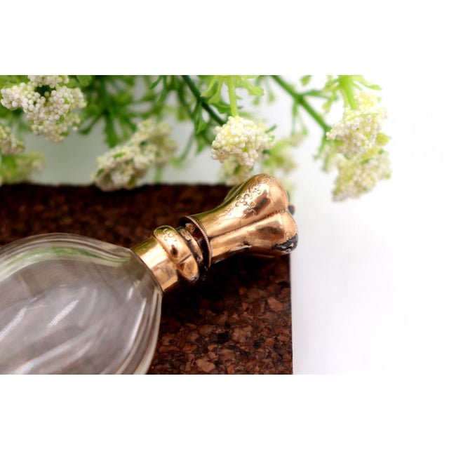Glass Perfume Bottle with Gold Applications, in Good conditions. Designed 1890 to 1919
