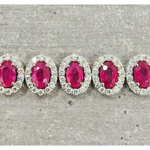 12.02 Ct Natural Ruby & Diamond Bracelet For Sale - Image 10 of 10
