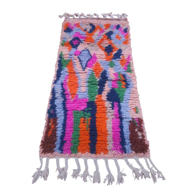 Bathroom Rug Moroccan Handmade Colorful Wool Azilal Luxury Bath Rug (2' X 4') For Sale - Image 4 of 10