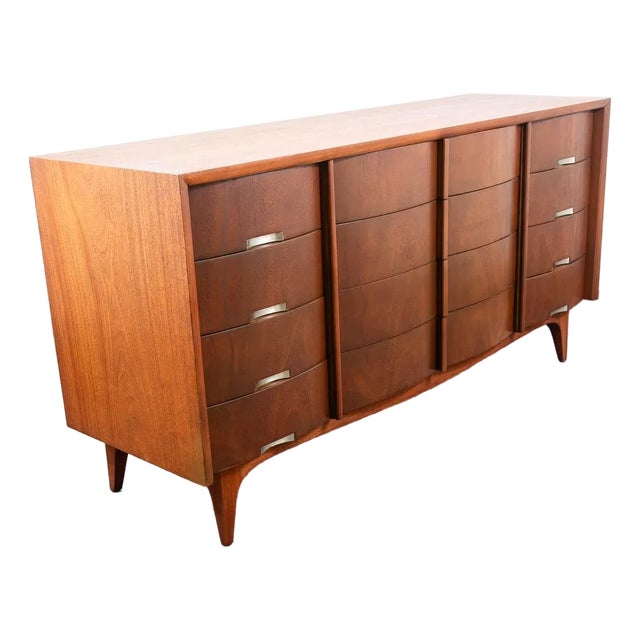 1960s Mid Century Modern Credenza Dresser Mahogany American Martinsville 12 Drawers For Sale