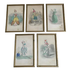 Flowers Personified Set of 5 Antique Grandville Prints