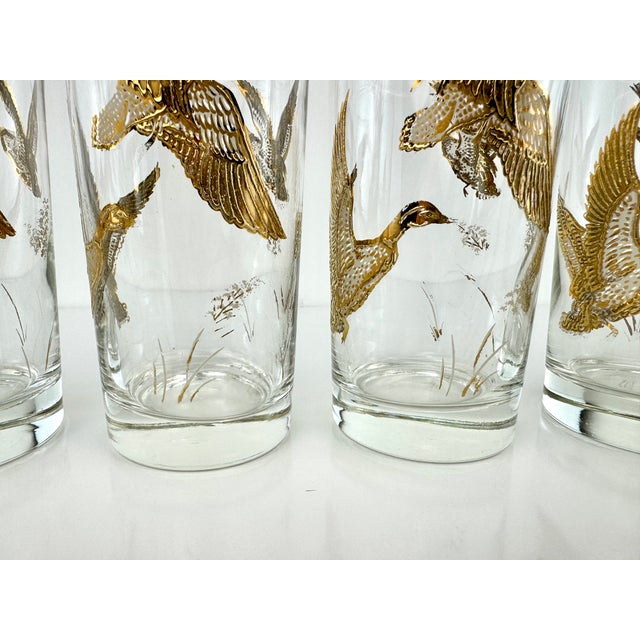 Vintage Mid Century Gilt Duck Motif Highball Tumblers, Set of 6 For Sale - Image 9 of 10