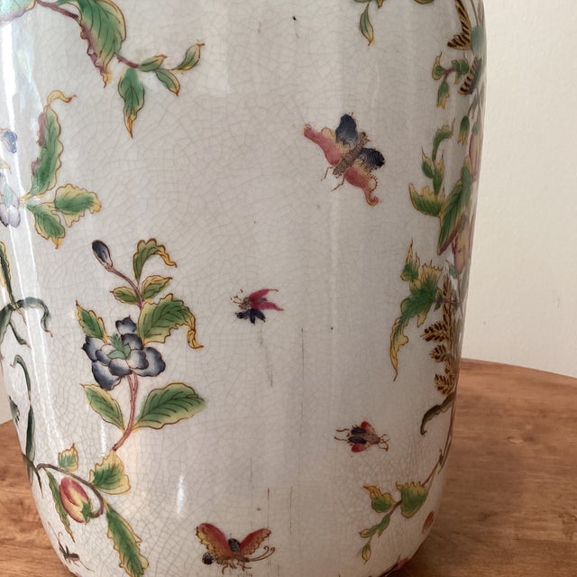 Late 19th Century Chinese Crackle Glazed Ceramic Porcelain Vase “Paradise Garden“ With Pomegranate Handles For Sale In Chicago - Image 6 of 12
