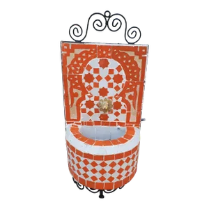 Orange and White Miniature Moroccan Mosaic Fountain