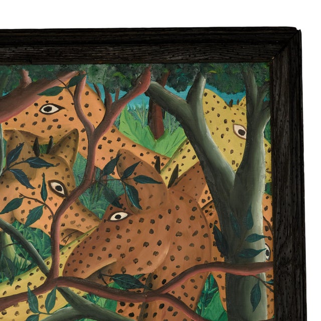 Mid Century Haitian Paintings of Jungle Scenes by Felix Bryoché For Sale - Image 4 of 15