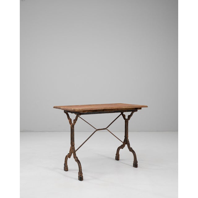 1900s French Bistro Table With Base Cast Iron & Wooden Top For Sale - Image 18 of 18