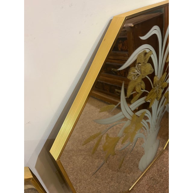 Etched Glass Mirrors Robert Slimbach Palm Beach Regency For Sale - Image 9 of 12