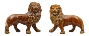 Staffordshire Treacle Lions - a Pair