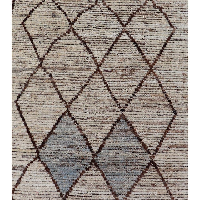 Textile Modern Moroccan Style Tribal Runner With Geometric Patterns in Browns and Cream For Sale - Image 7 of 12