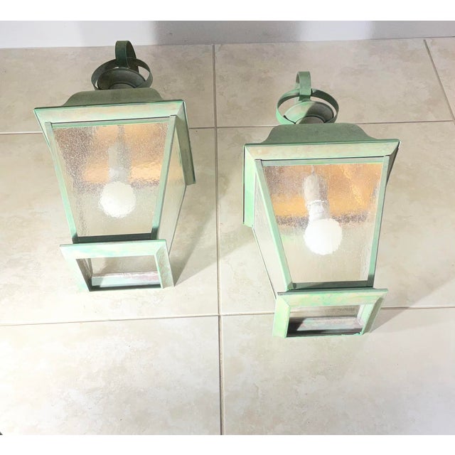 Pair of Vintage Solid Brass Lanterns - Timeless Elegance for Your Home For Sale - Image 10 of 13