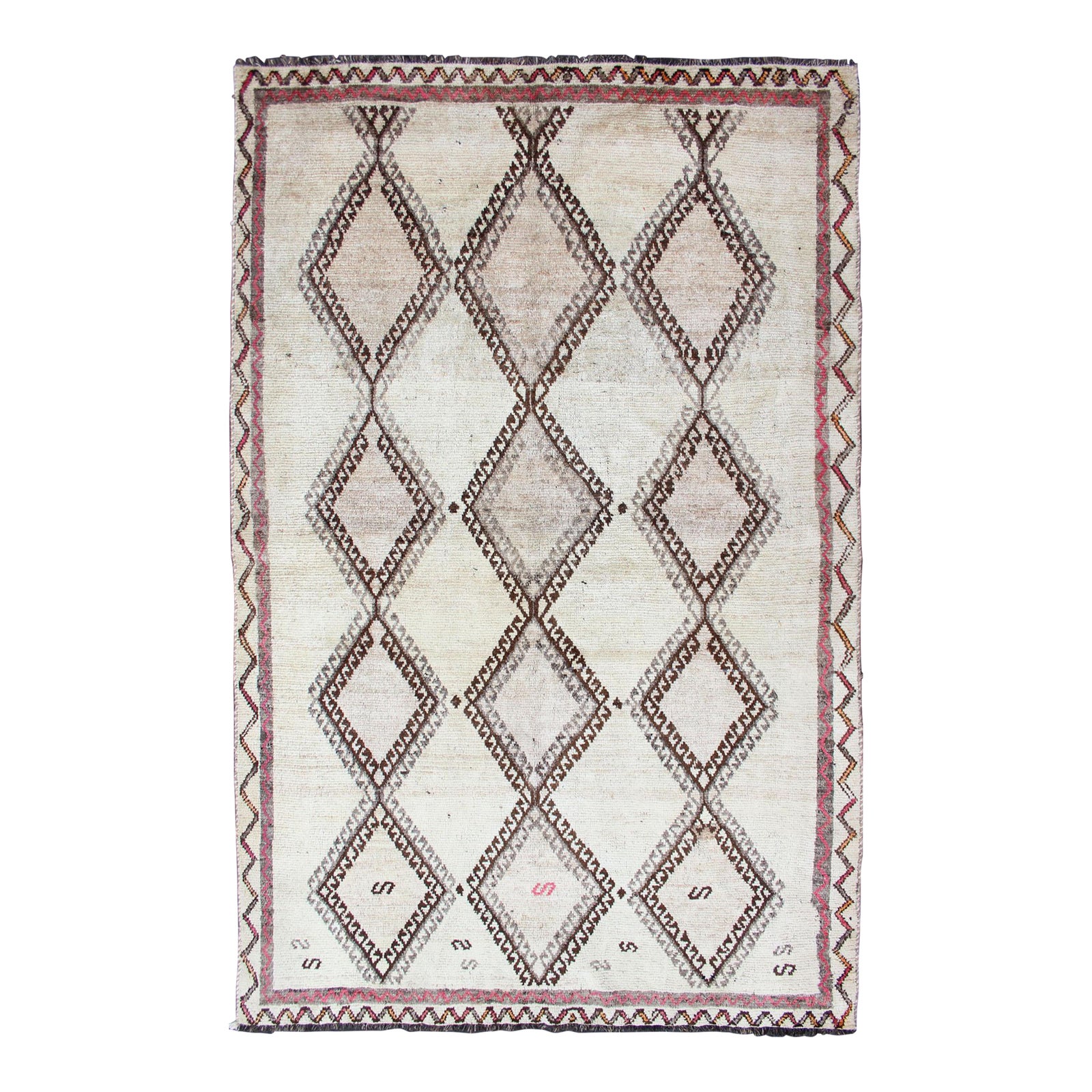 Vintage Persian Gabbeh Rug With Diamond Lattice and Tribal Design 5'1 X ...