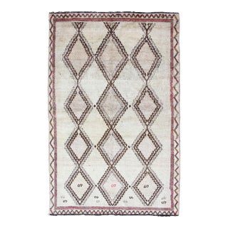 Vintage Persian Gabbeh Rug With Diamond Lattice and Tribal Design 5'1 X 8'3 For Sale