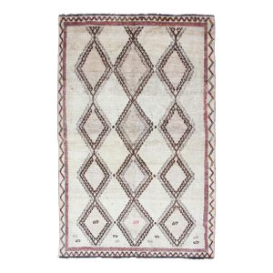 Vintage Persian Gabbeh Rug With Diamond Lattice and Tribal Design 5'1 X 8'3