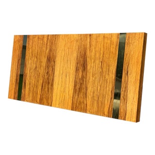 1970s Milo Baughman for Thayer Coggin Rosewood and Brass Queen Headboard For Sale