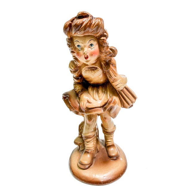 Italian Vintage Mid Century Storybook Italian Chalkware Handn Painted Children of Leisure Figurines – Set of 4 For Sale - Image 3 of 6