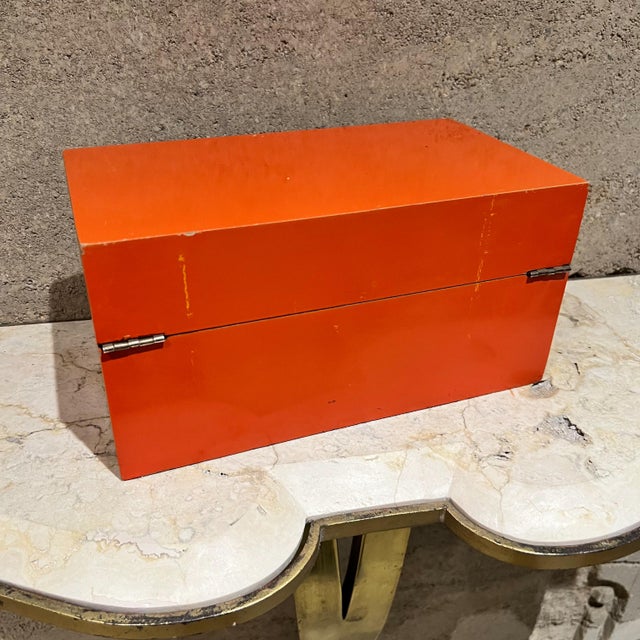 Vintage Orange Box Decorative Geometric Gold Accent | Chairish